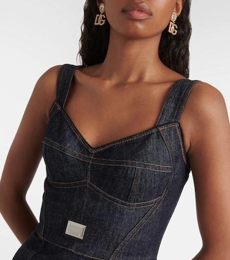 Dolce 
Gabbana Logo embroidered denim midi dress 4