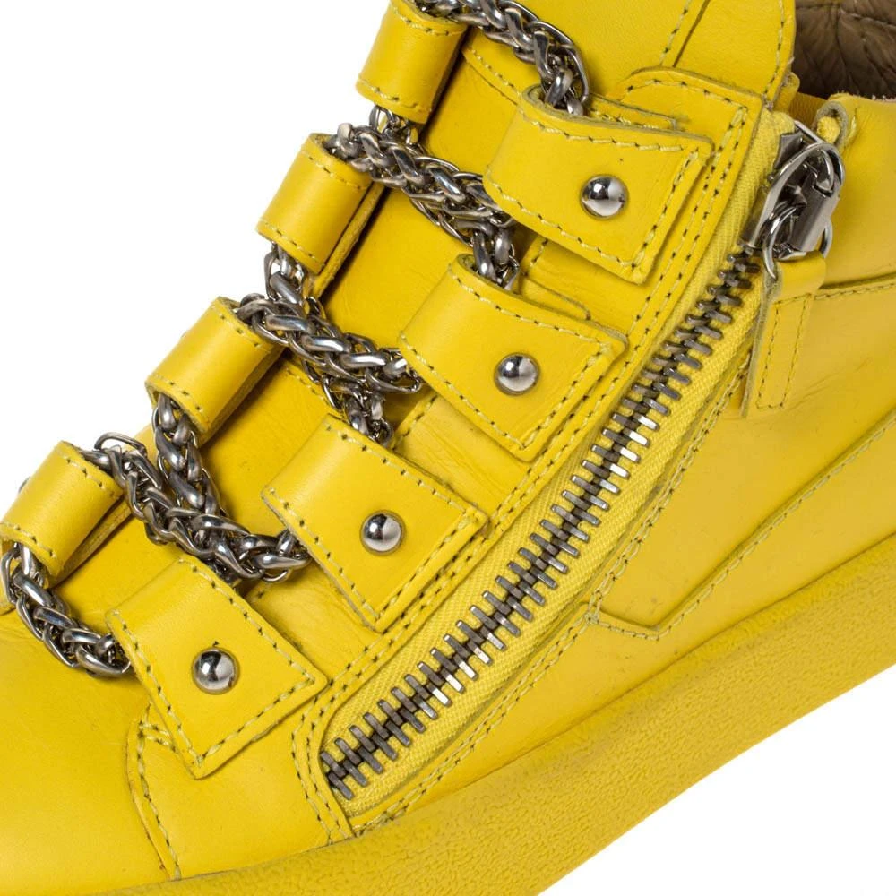Giuseppe Zanotti Giuseppe Zanotti Yellow Leather Gold Chain Laces Dual Zip Sneakers Size 35 7
