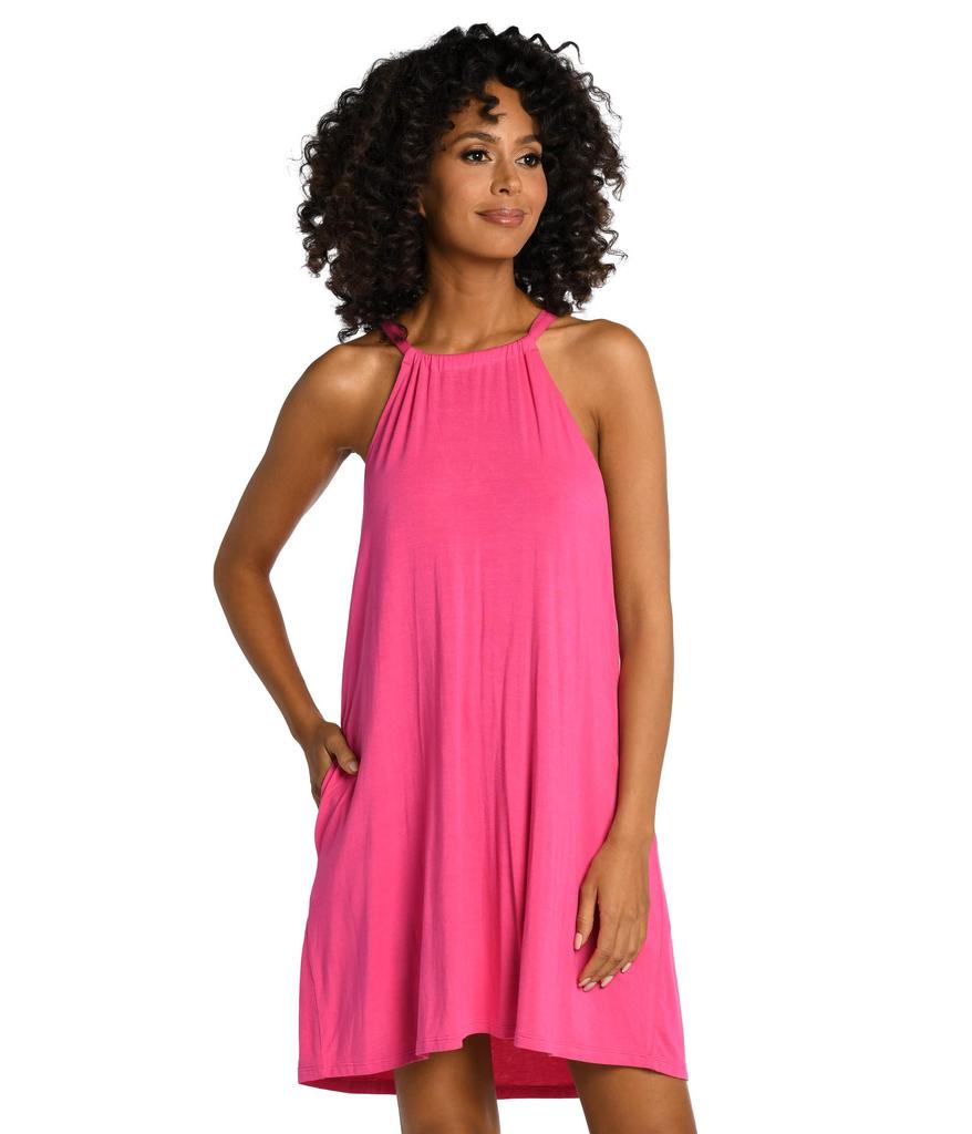 La Blanca Draped Darline High Neck Dress