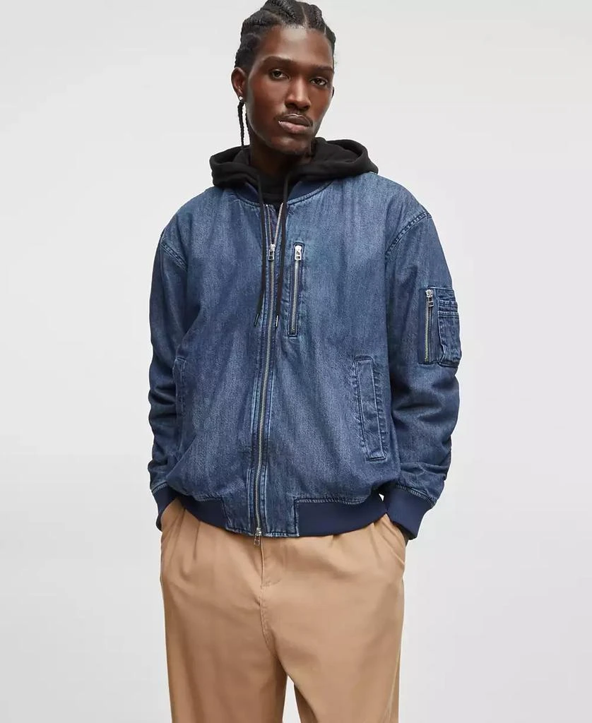 Mode of One Men's Costas Zip-Front Denim Bomber Jacket, Exclusively at Macy's 1