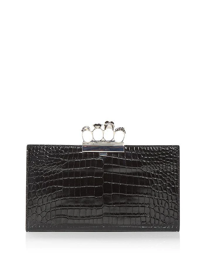 Alexander McQueen Four Ring Croc Embossed Leather Clutch 1