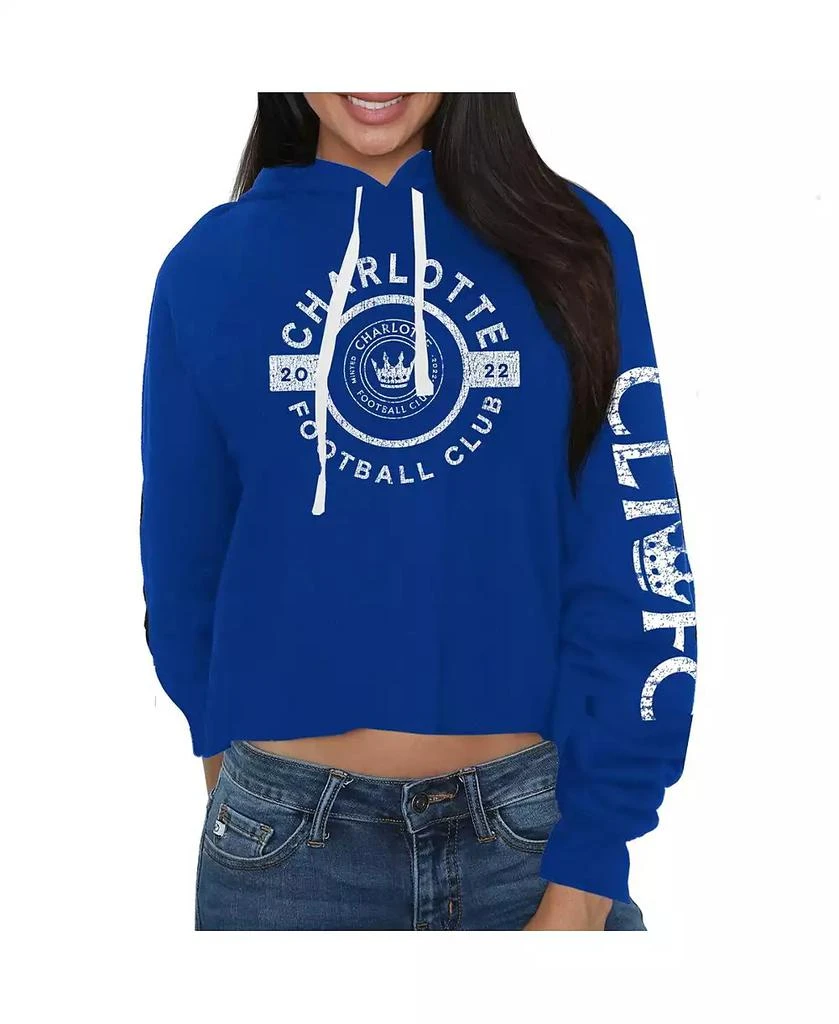 The Original Retro Brand Women
s Blue Charlotte FC Crop Pullover Hoodie 1