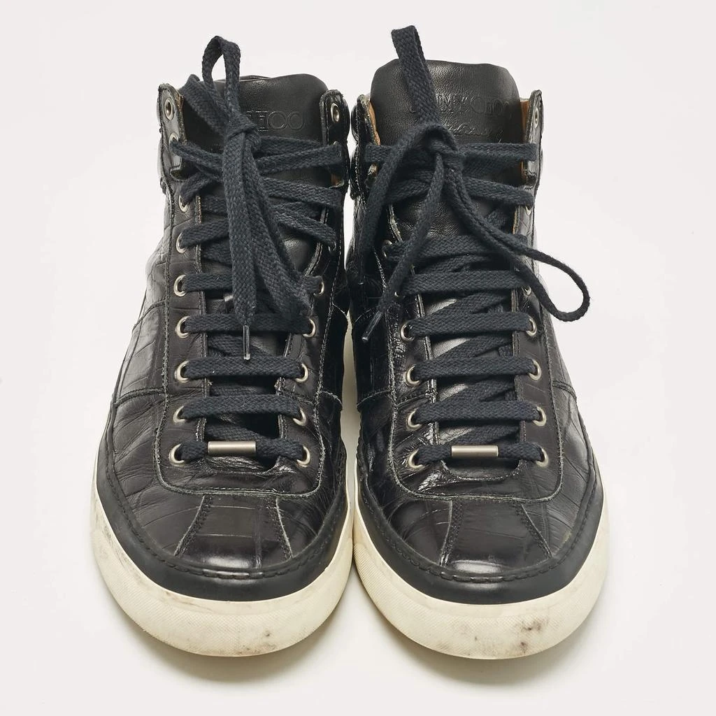 Jimmy Choo Jimmy Choo Black Croc Embossed Leather Belgravia High Top Sneakers Size 44 3
