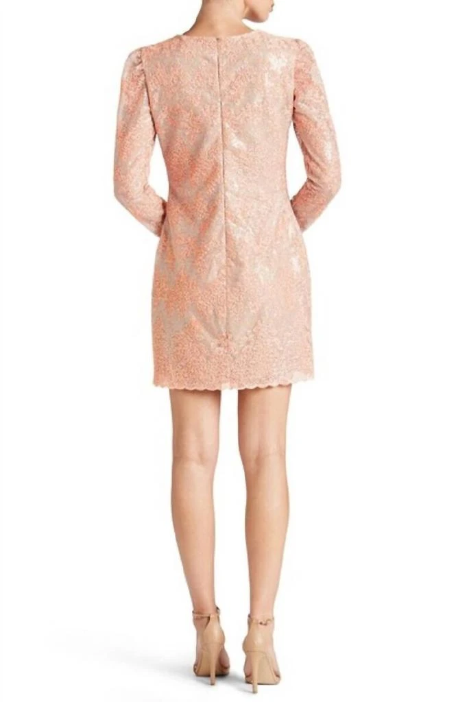 Dress The Population Dress The Population - Long Sleeve Coral Sequin Lace Mini Cocktail Dress 3