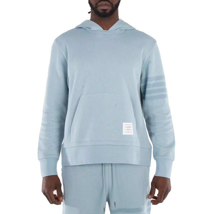 Thom Browne 4 Bar Double Face Knit Hoodie Light Blue