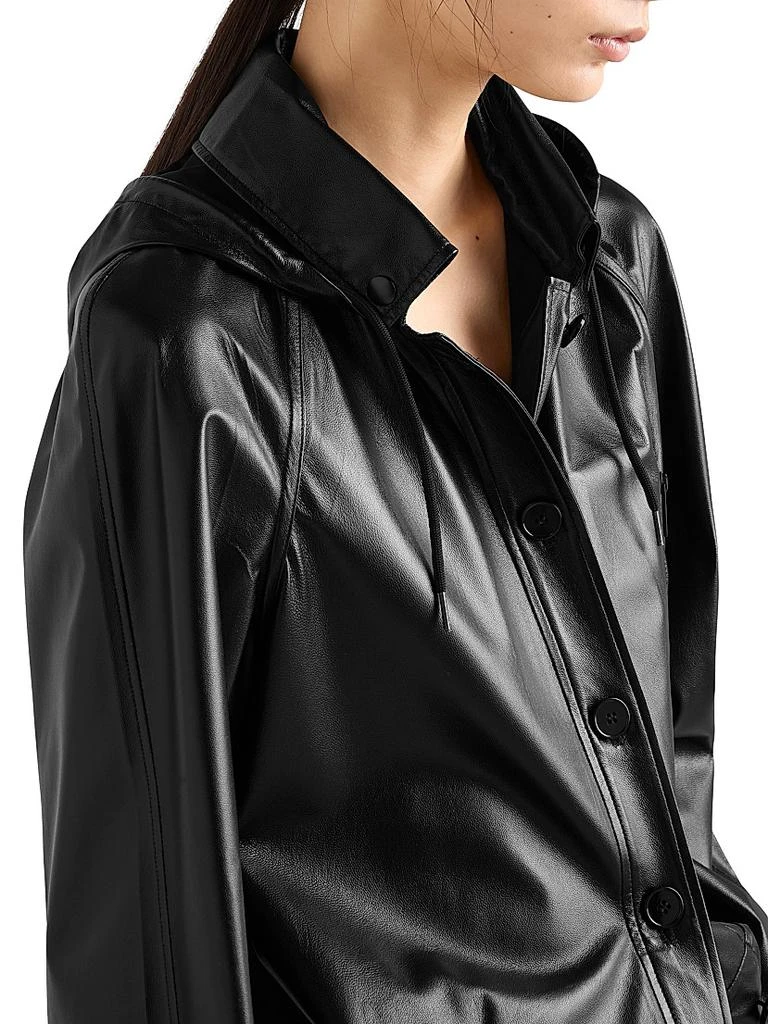 Prada Hooded Nappa Leather and Fabric Caban Jacket 4