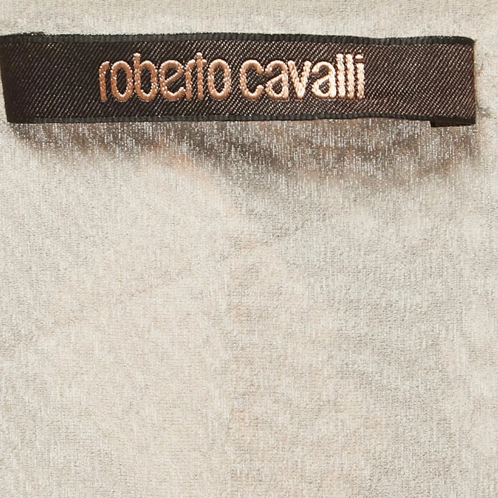 Roberto Cavalli Roberto Cavalli Brown Snake Print Silk Long Sleeve Flared Mini Dress M 4