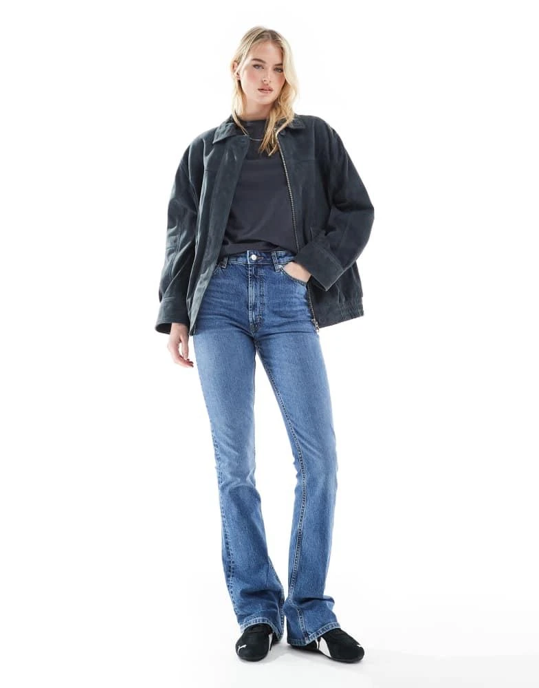 ASOS ASOS DESIGN Tall mid rise flare jeans in authentic dark midwash 1