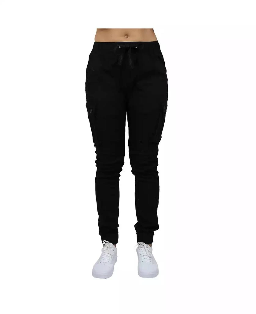 Galaxy By Harvic Women's Loose Fit Cotton Stretch Twill Cargo Joggers 1
