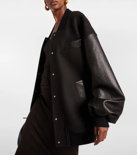 Khaite Spencer wool-blend and leather bomber jacket 5
