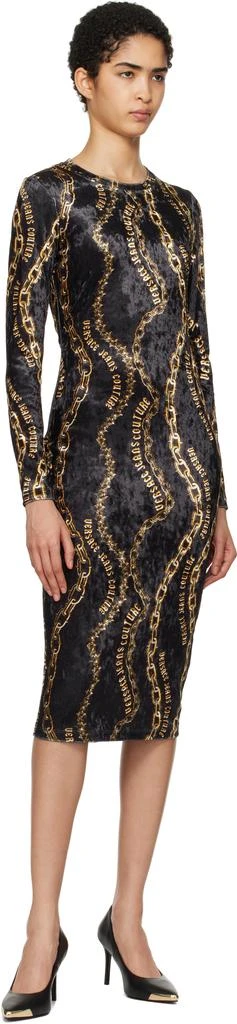 black versace dress with gold chains F/2019 L#49 VERSACE BLACK LACE DRESS w/CHAIN DETAILS as seen as Emily 38 - 2 at 1stDibs