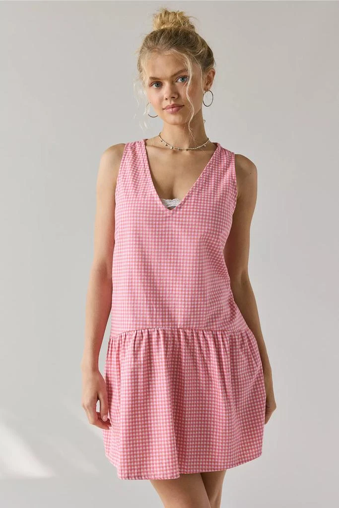 Motel Motel Margare Gingham Drop Waist Shift Mini Dress 1