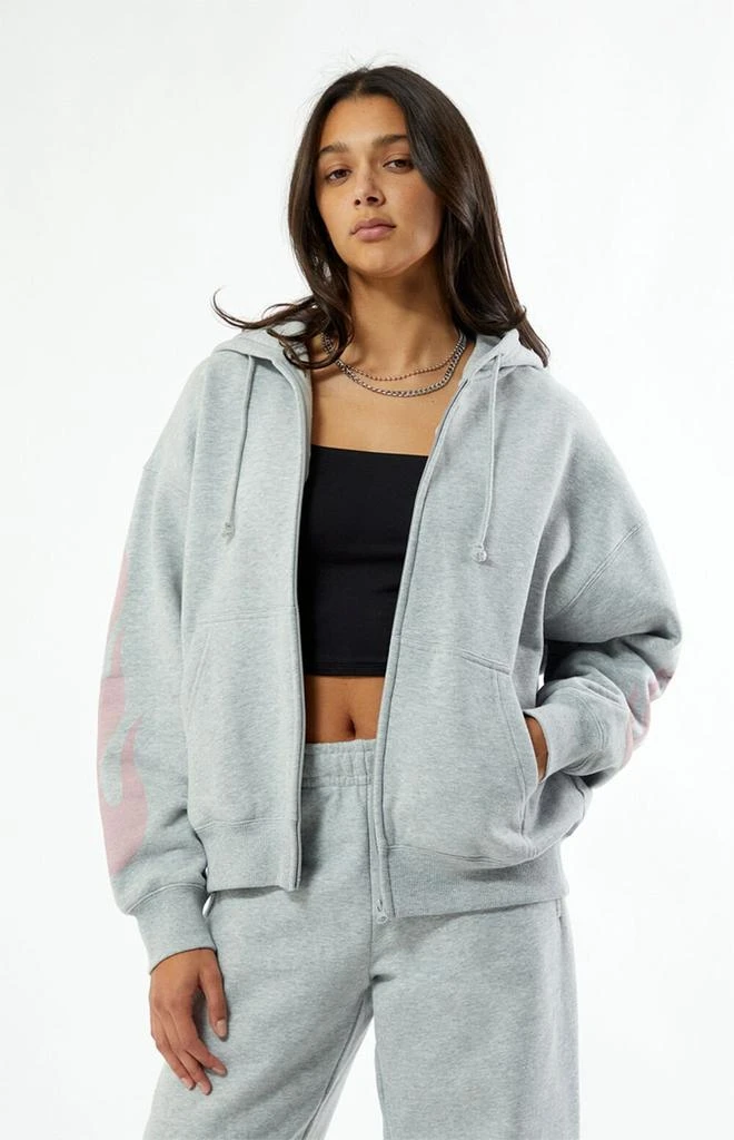 PacSun Pink Flames Full Zip Hoodie 2