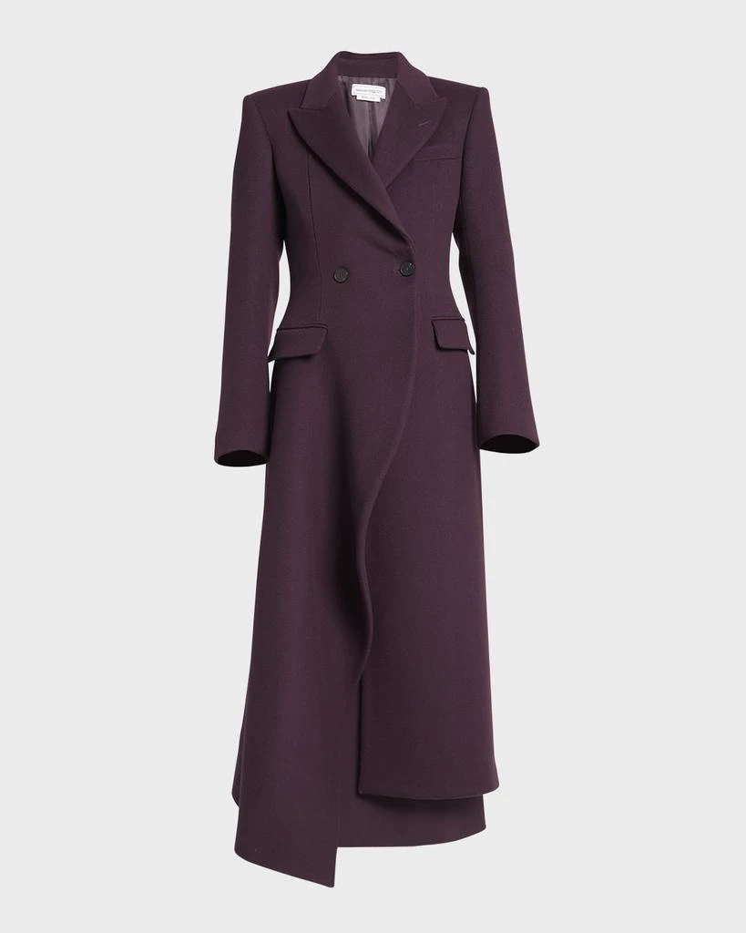Alexander McQueen Asymmetric Draped Wool Overcoat 2