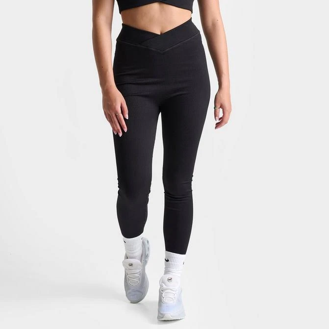 SUPPLY & DEMAND Women's Pink Soda Sport Ribbed Seamless Tights 1