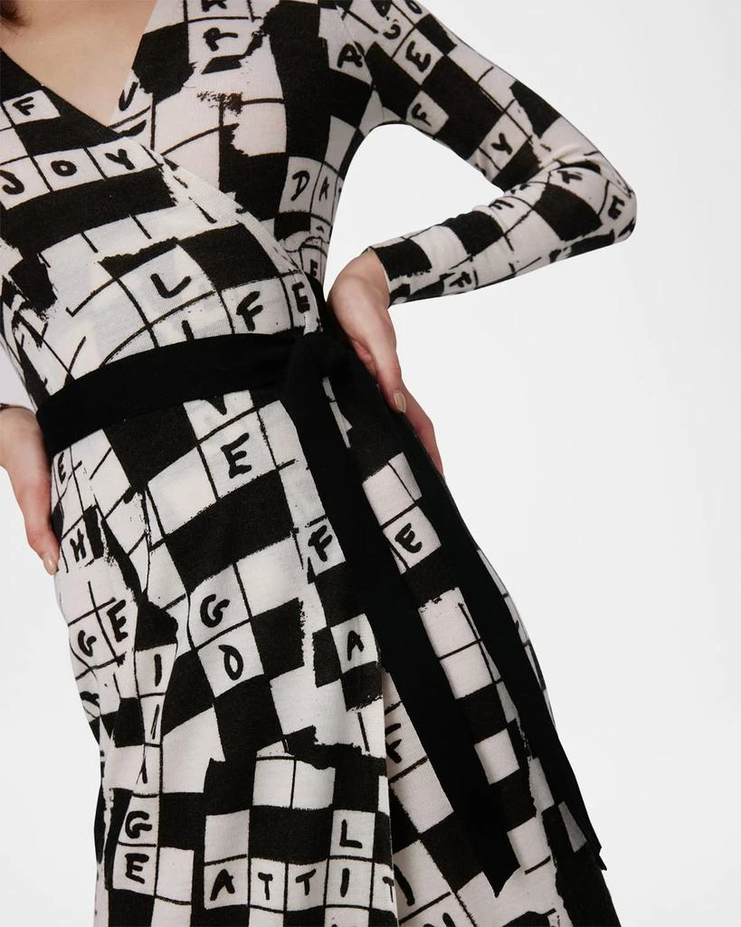 Diane von Furstenberg Luella Crossword-Print Midi Wrap Dress 5