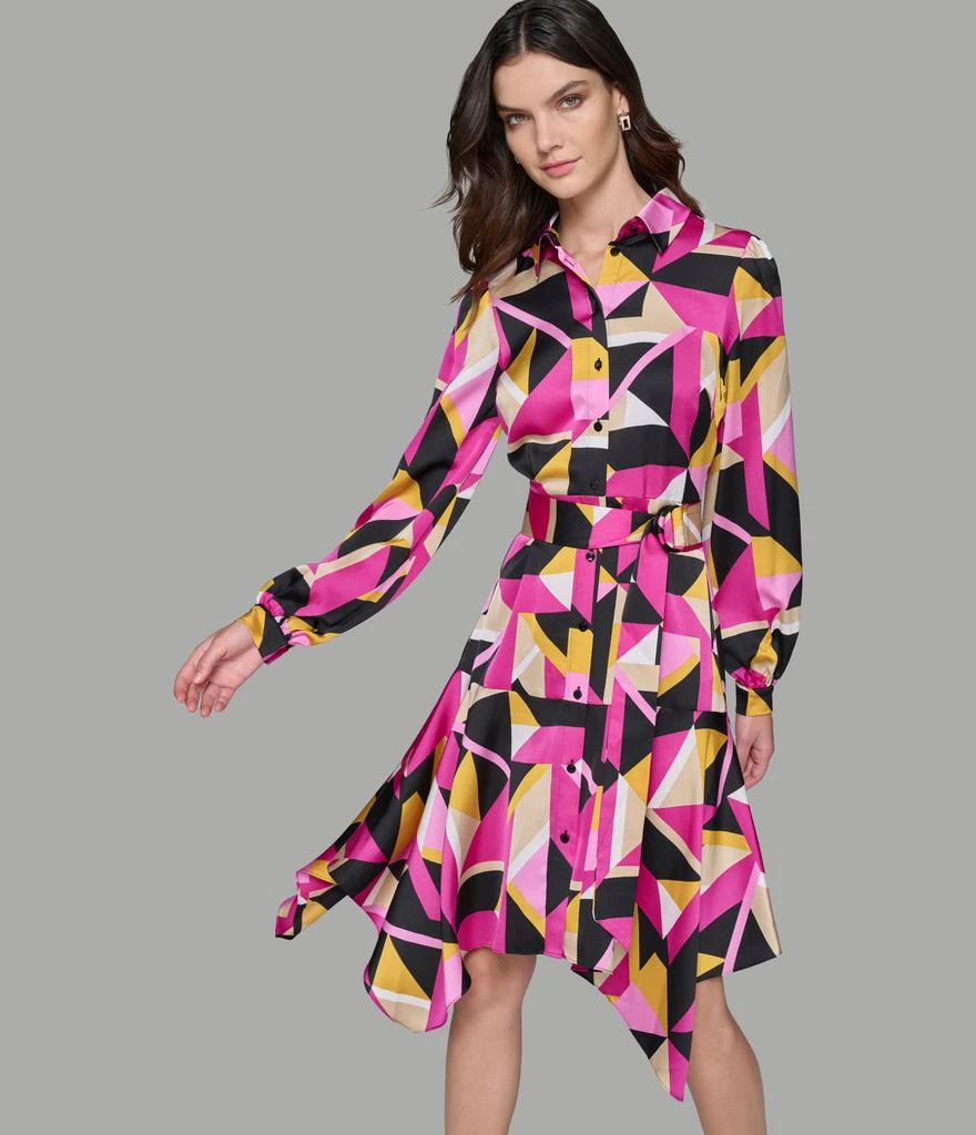Karl Lagerfeld Paris PRINTED SHIRT DRESS WITH HANKY HEM 5