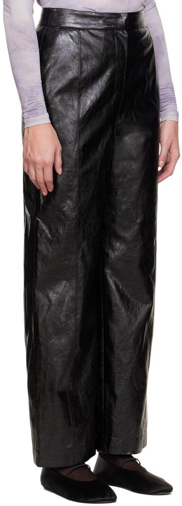 LVIR Black Grained Faux-Leather Pants