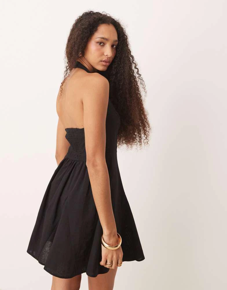 ASOS ASOS DESIGN halter mini dress with godet hem in black 4
