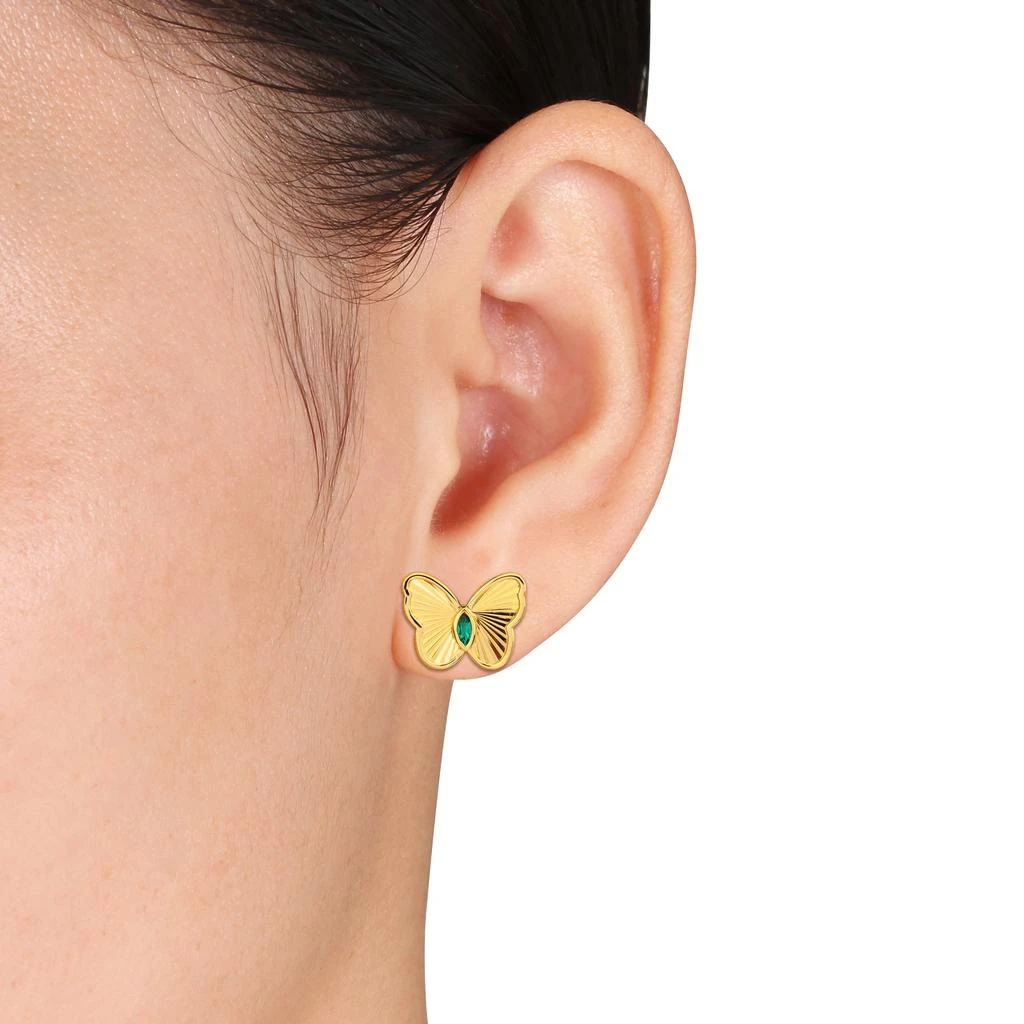Mimi & Max 2/5ct TGW Created Emerald Butterfly Jewelry Set Yellow Plated Sterling Silver 2