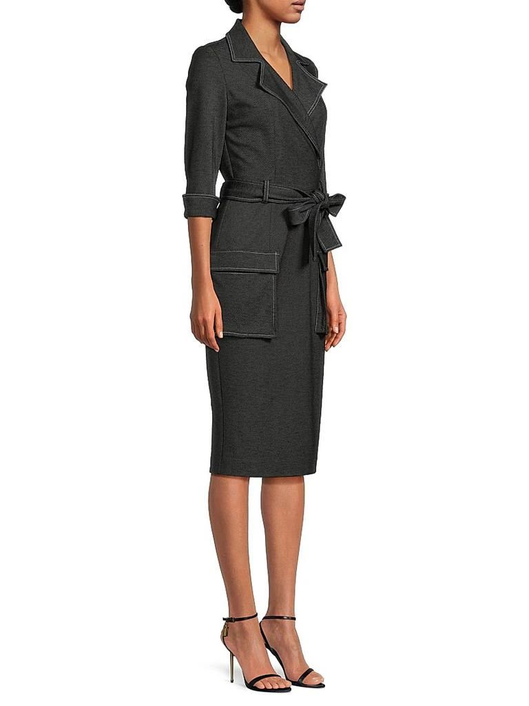 Black Halo Iria Stretch-Denim Self-Tie Midi-Dress 4