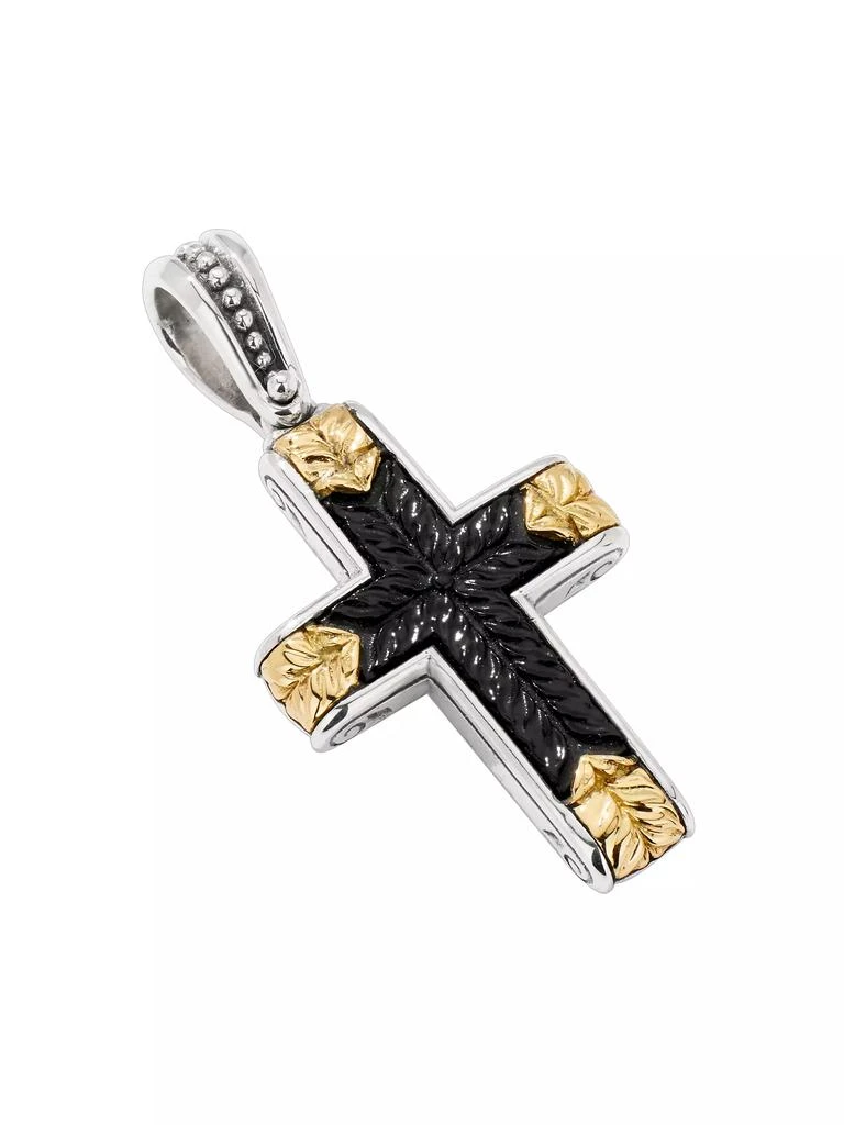 Konstantino Laconia Sterling Silver, 18K Yellow Gold & Onyx Cross Pendant 3