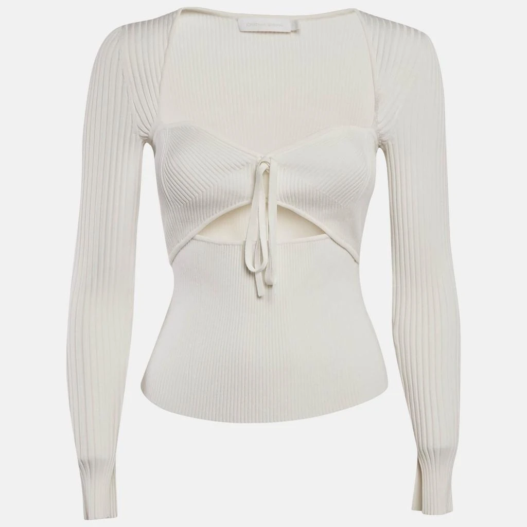 Jonathan Simkhai Jonathan Simkhai White Rib Knit Cut-Out Alexia Top S 1