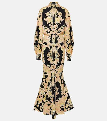 ETRO Printed cotton-blend maxi shirt dress 1