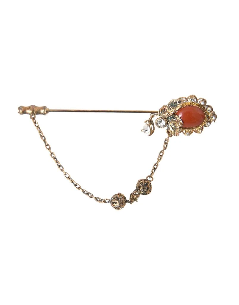Dolce 
Gabbana Brass Crystal Chain 925 Sterling Pin Women
s Brooch