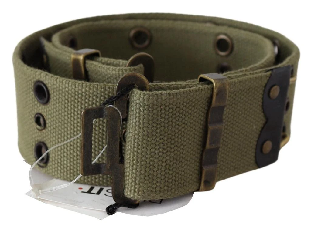 Ermanno Scervino Green 100% Cotton Rustic Bronze Buckle Belt  display picture 1