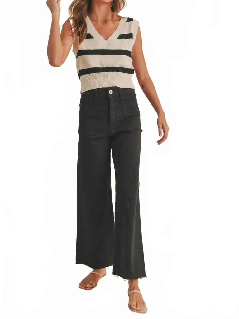 MIOU MUSE Peyton Striped Sweater In Cream Black 4