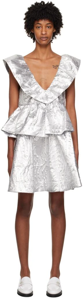 Ganni Silver Layered Minidress 1