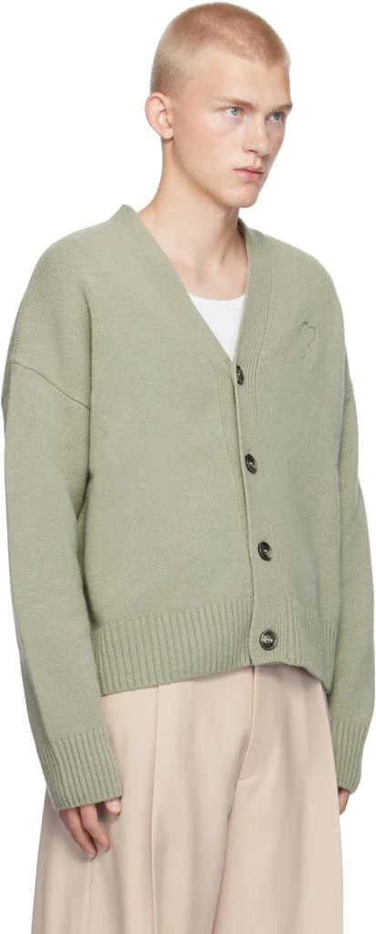 AMI Green Embossed Ami de Coeur Cardigan 2