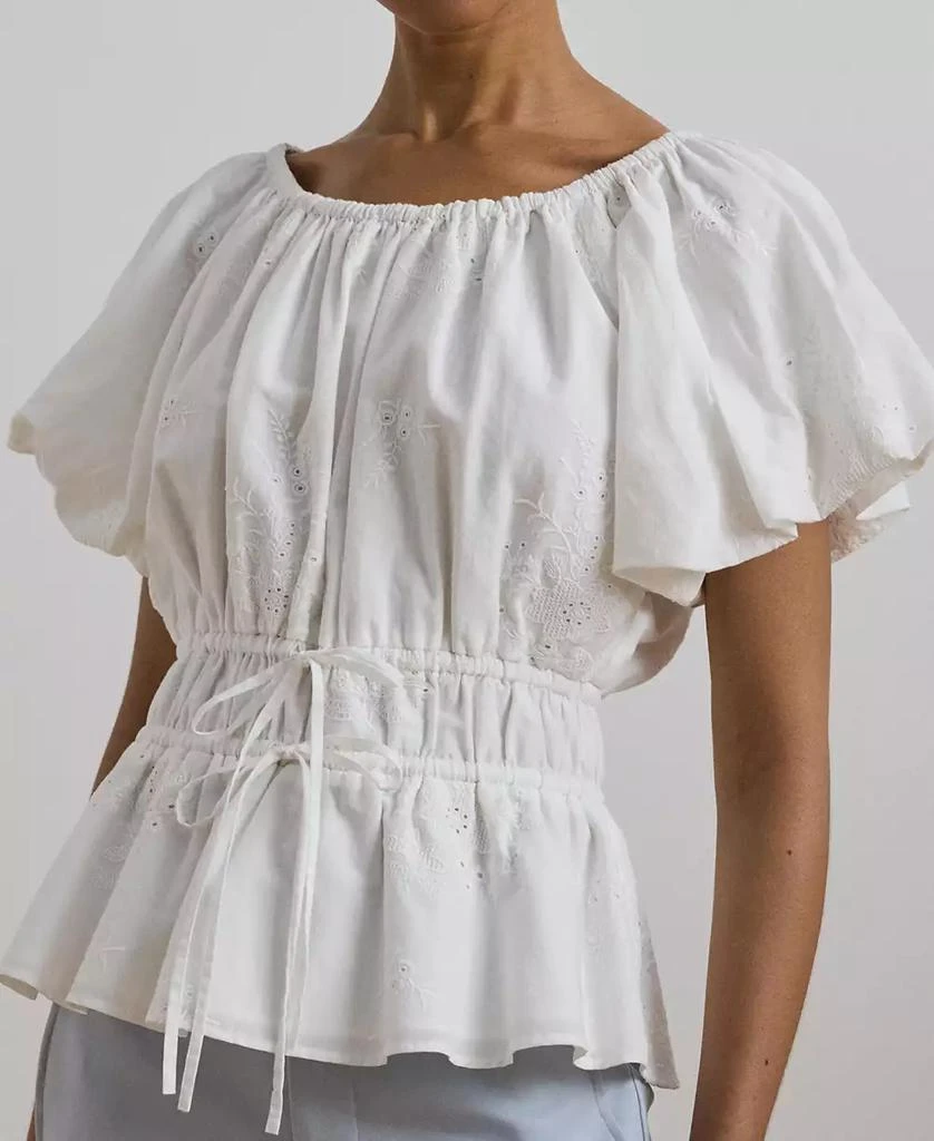 Ralph Lauren Women's Eyelet Cotton Voile Peplum Blouse 3