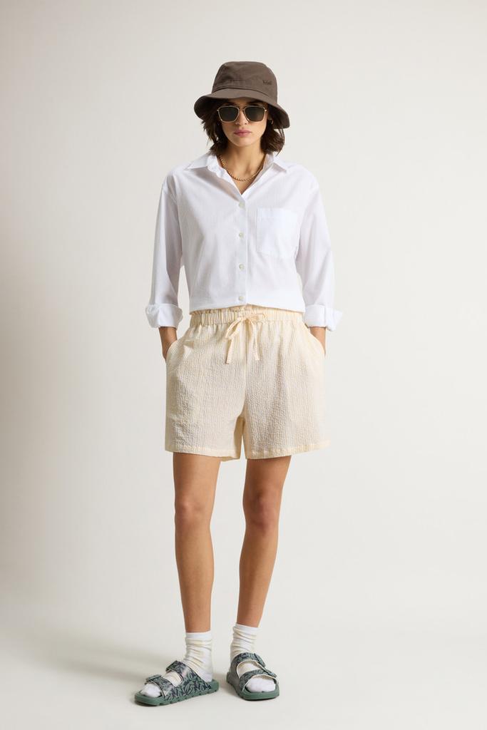 Woolrich Seersucker Cotton Shorts - Women - Yellow