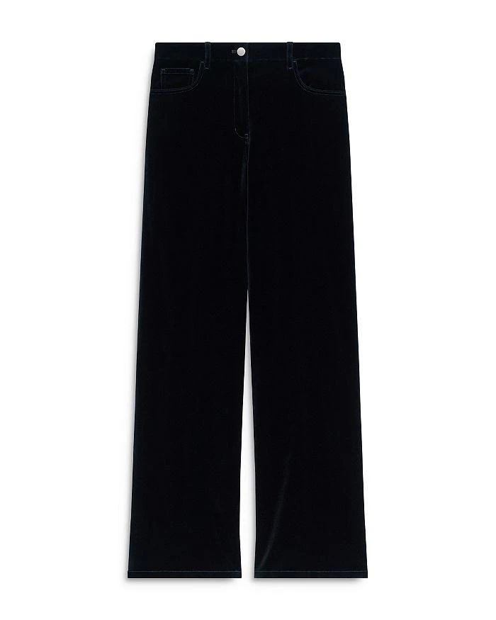 Theory 5 Pocket High Rise Stretch Straight Leg Velvet Jeans in Baltic 5