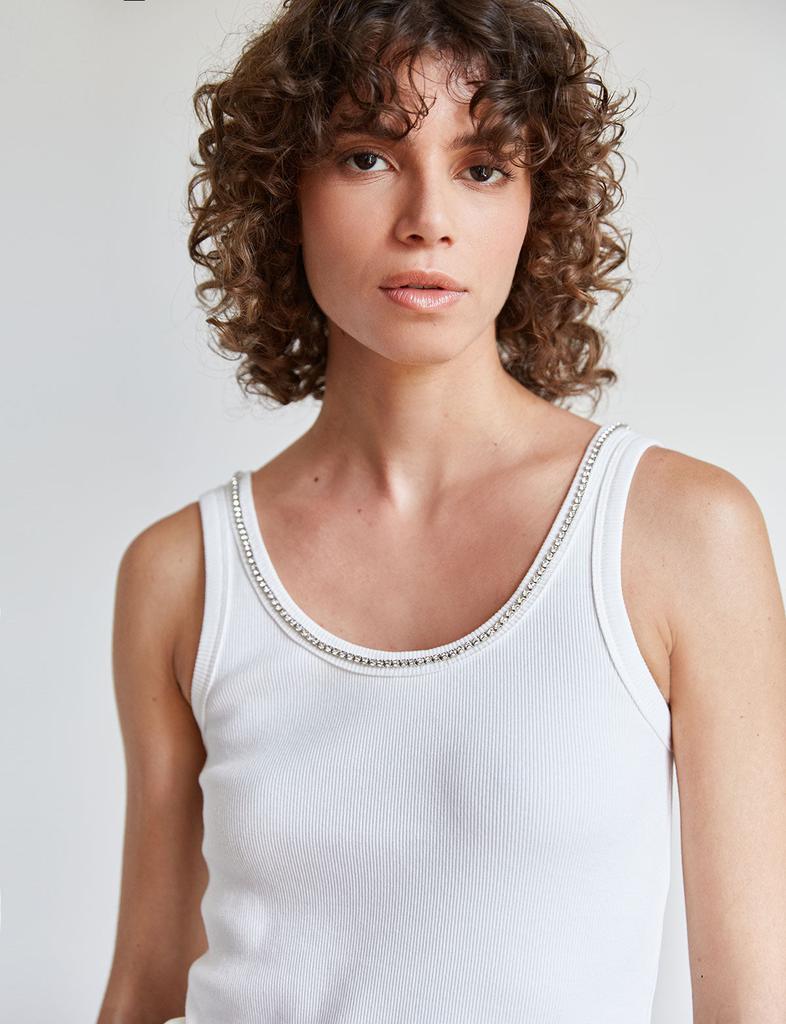 Pixie Market Diamond Neckline White Tank