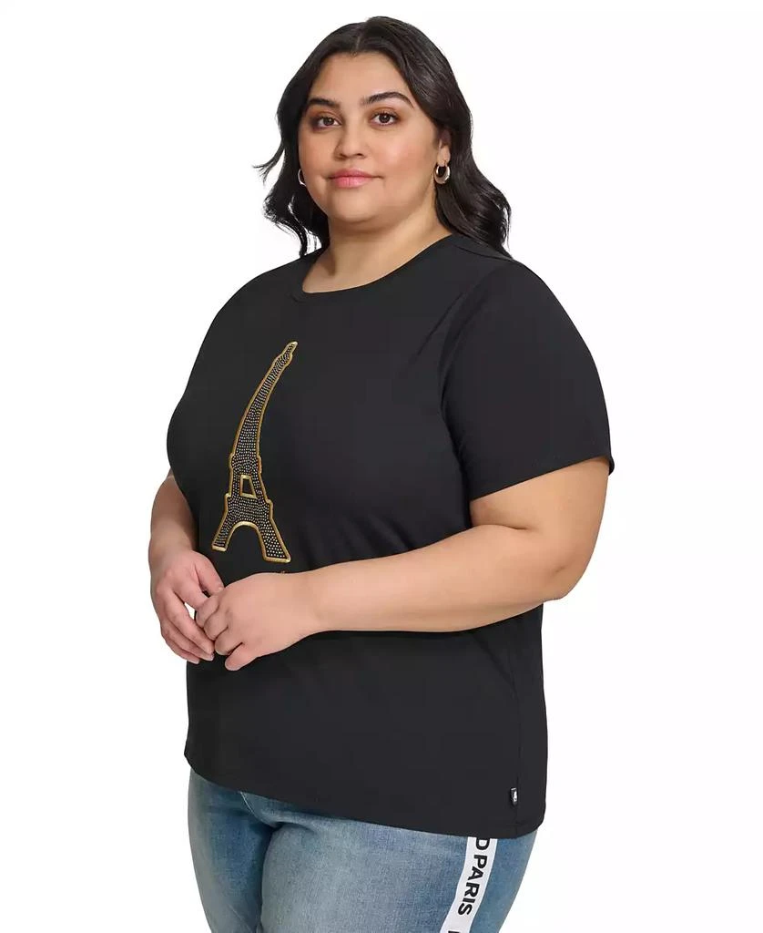 Karl Lagerfeld Paris Plus Size Eiffel Tower Embellished T-Shirt, First@Macy’s 3