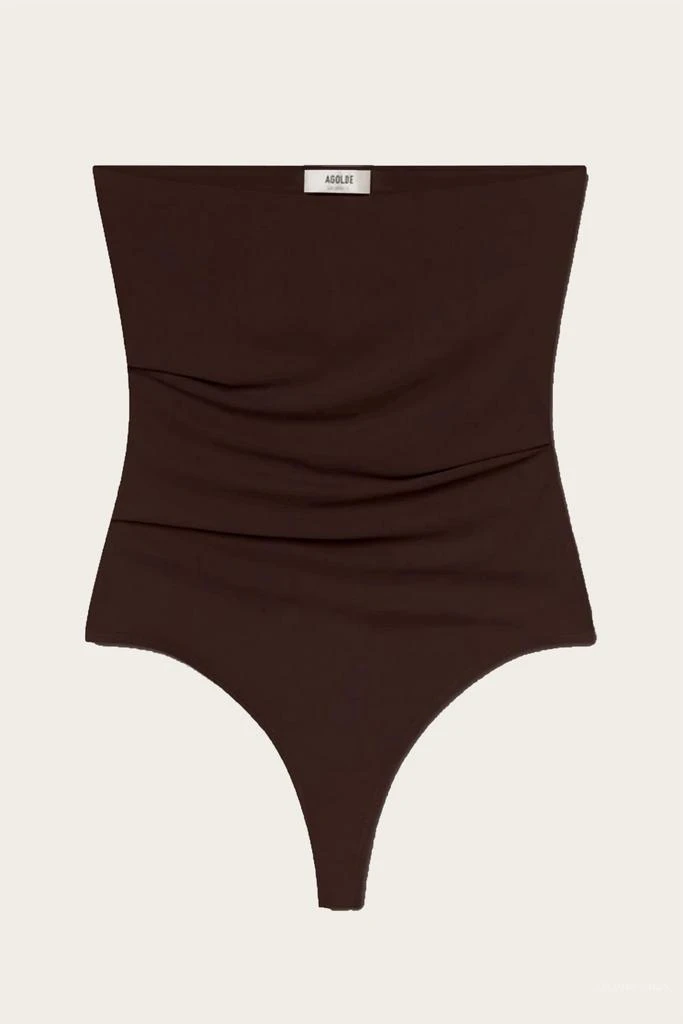 AGOLDE Gwyneth Strapless Bodysuit In Chocolate 4