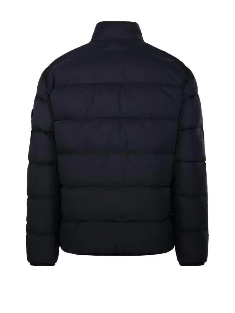 Stone Island Quilted Black Padded Jacket With High Collar And Logo Patch 3