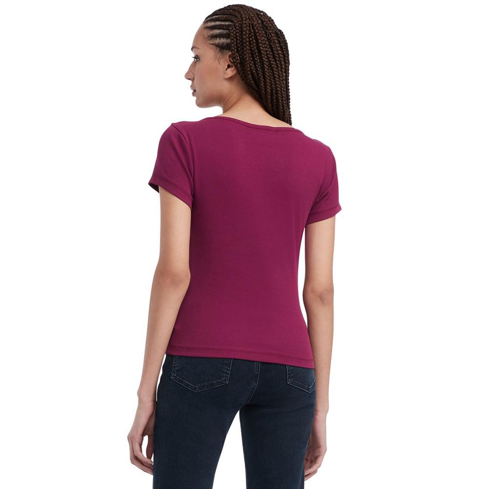 Tommy Jeans Women's Slim Henley Short-Sleeve Top