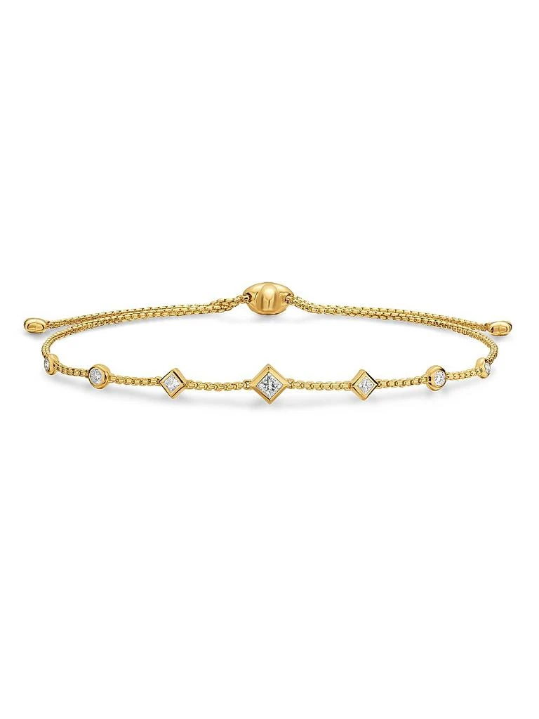 David Yurman Petite Modern Renaissance Station Chain Bracelet in 18K Yellow Gold with Diamonds, 7.5MM