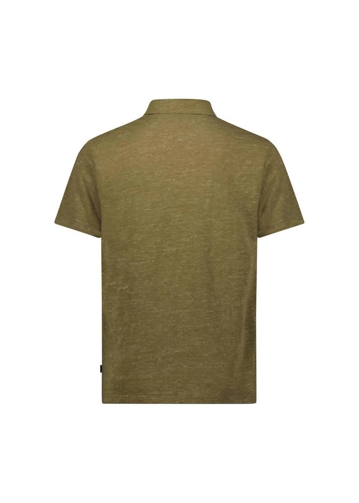 Lucky Brand Linen Short Sleeve Johnny Collar Polo In Olive 3