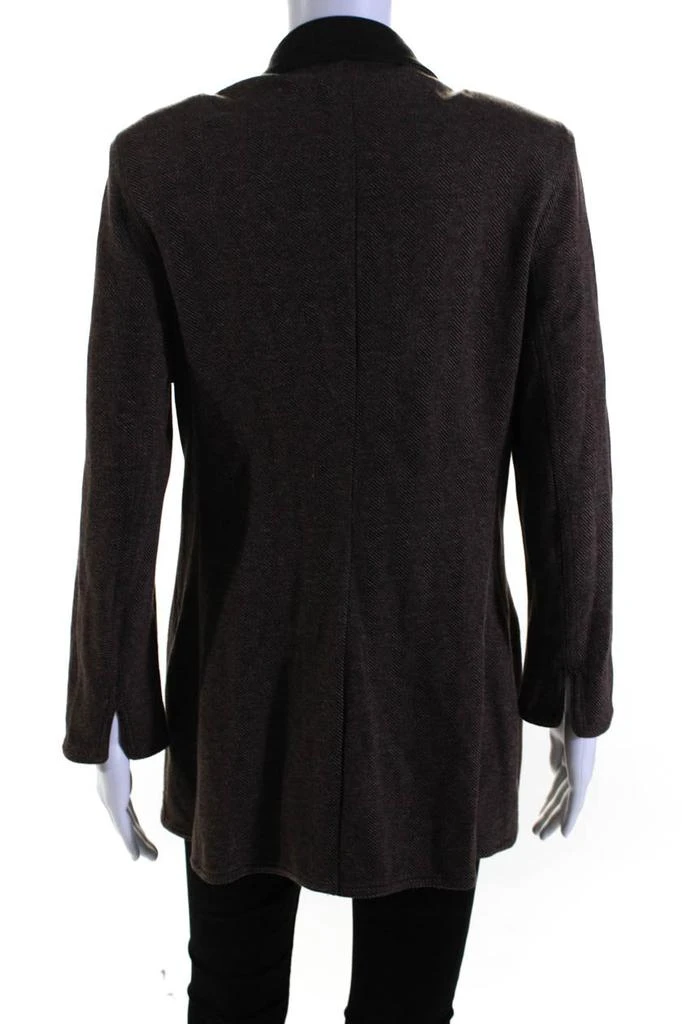 Akris Women's Long Sleeves Lined Button Up Herringbone Jacket Brown 3