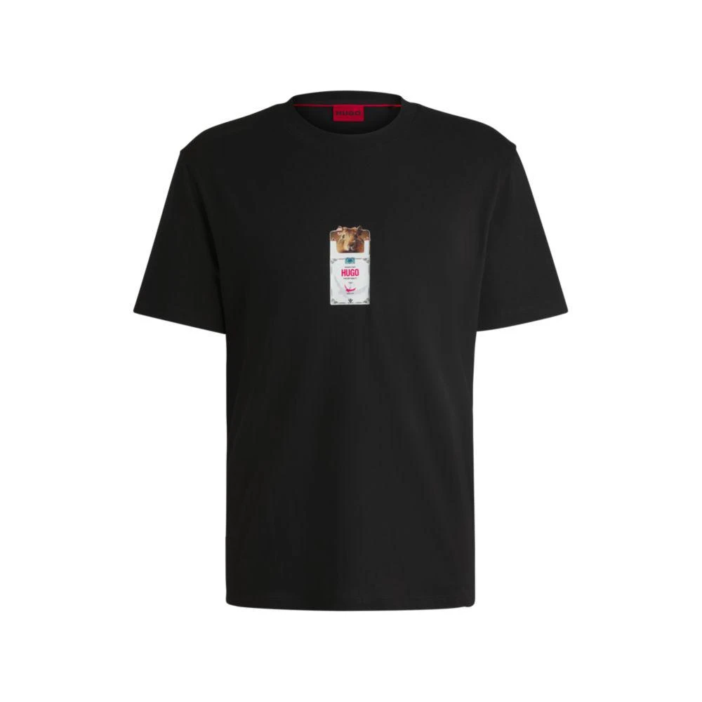 Hugo Boss Cotton-jersey T-shirt with cigarette-packet print 1