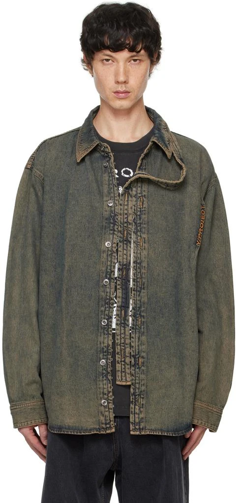 Y/Project Gray Hook & Eye Long Sleeve Denim Shirt 1