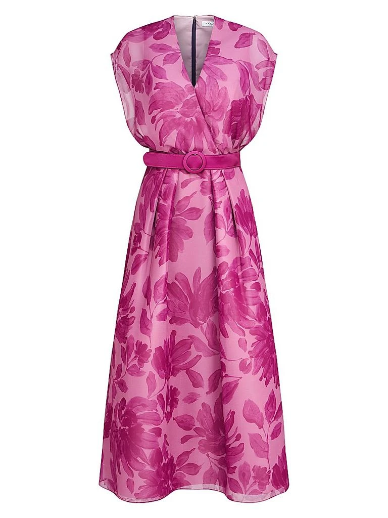 Kay Unger Brigid Floral Chiffon Belted Midi-Dress 1