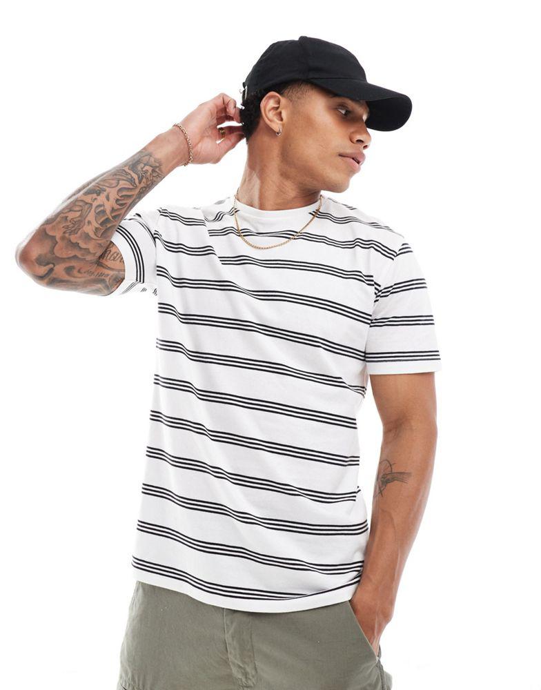 Brave Soul Brave Soul horizontal stripe t-shirt in white & black