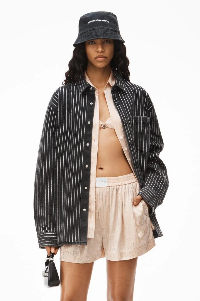 Alexander Wang CRYSTAL STRIPE OVERSIZED SHIRT IN DENIM 2