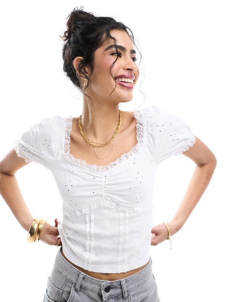 Puff Sleeve Milkmaid Blouse Asos ASOS DESIGN Puff Sleeve Milk Maid